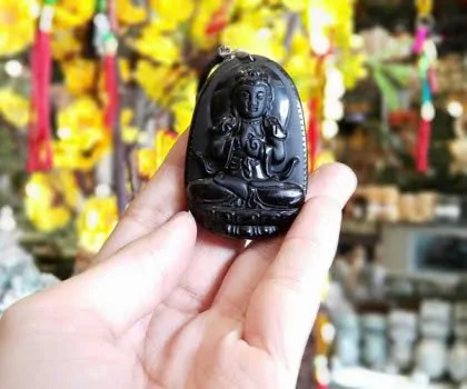 Phật bản mệnh đá hắc ngà - Mùi + Thân (Như Lai Đại Nhật) S6340-6