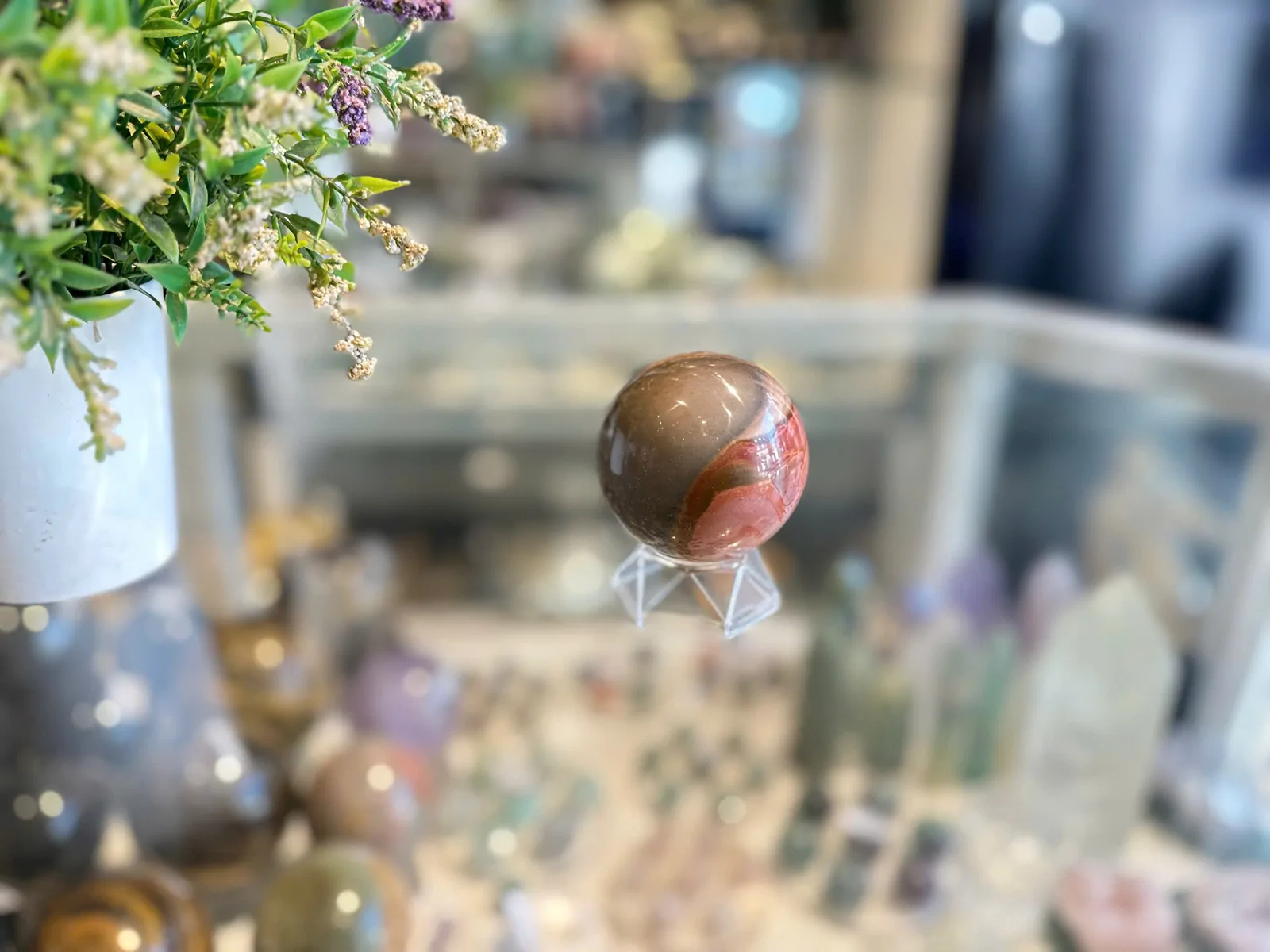 Quả cầu đá đỏ hải dương GM147-S3-1222